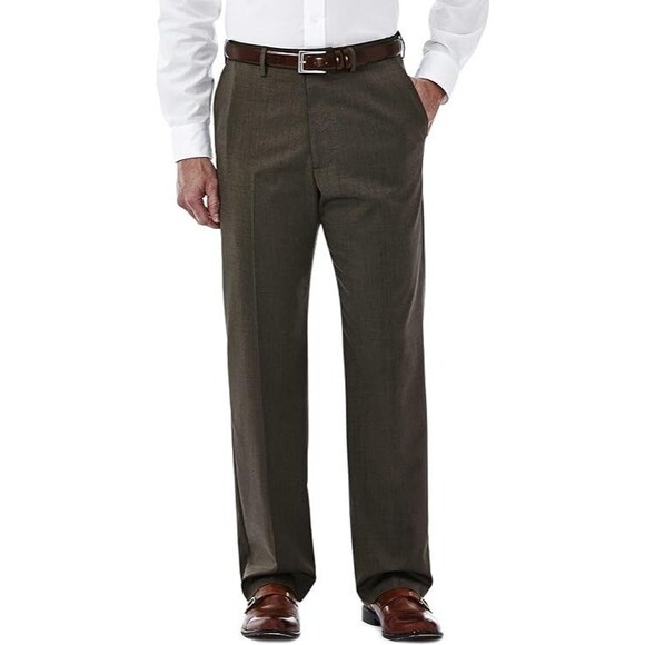 Haggar Men's Stretch Gabardine Expandable Waist Plain Front Dress 34 X 29 New - Picture 1 of 4